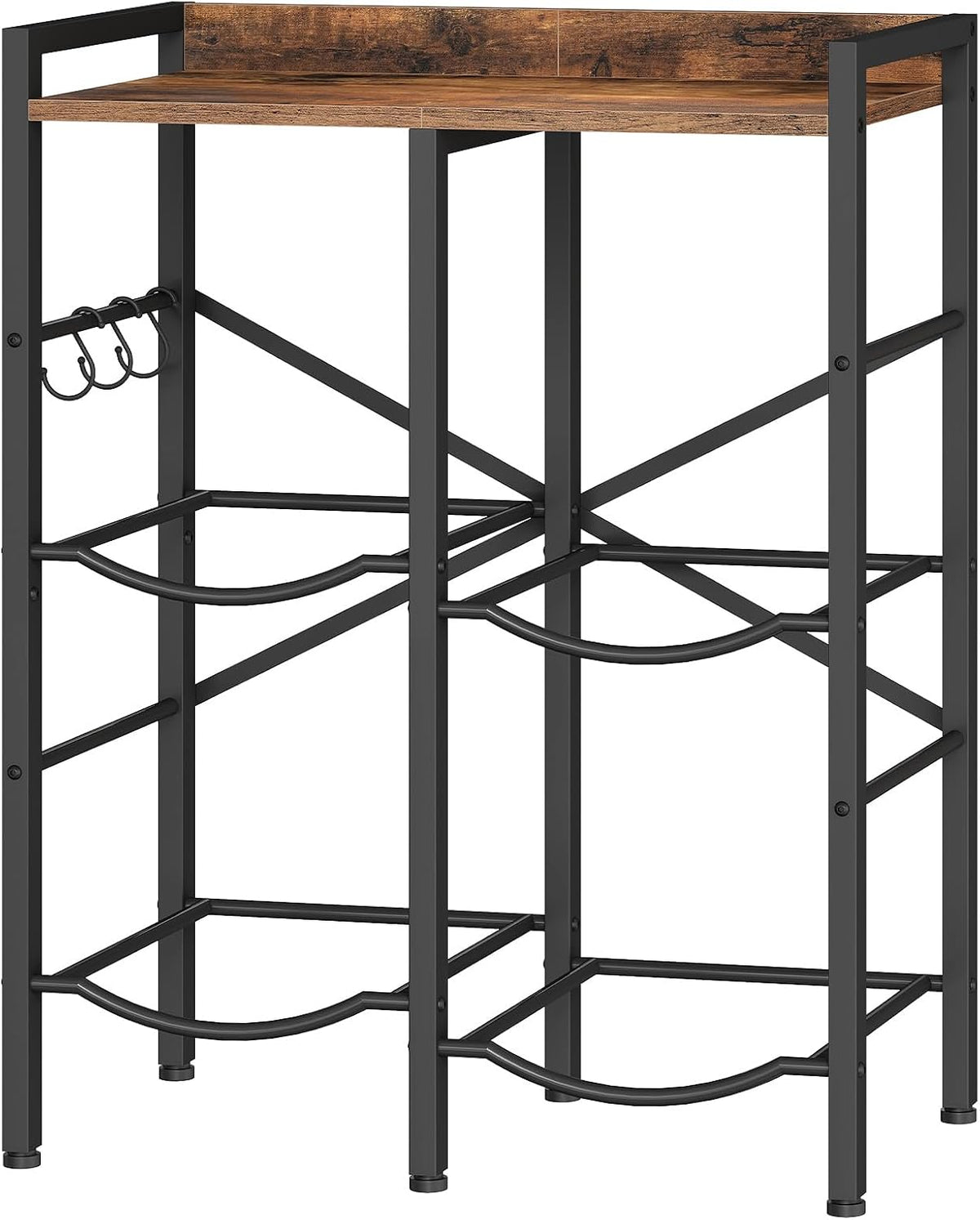 5 Gallon Water Jug Holder 6 Bottles, Water Jug Rack, 3 Tier Water Bottle Holder with X-Shape Reinforcement, for Kitchen, Living Room, Office, Rustic Brown and Black BF03ST01