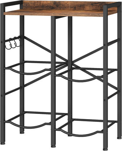 5 Gallon Water Jug Holder 6 Bottles, Water Jug Rack, 3 Tier Water Bottle Holder with X-Shape Reinforcement, for Kitchen, Living Room, Office, Rustic Brown and Black BF03ST01
