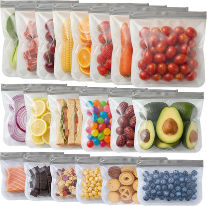 Reusable Freezer Bags, Leakproof Reusable Silicone Food Storage Bags BPA Free Contaizers, Snack Sandwich Gallon Bags for Meal Prep, Marinate Meat, Salad Fruit, Veggies, Lunch, Travel, Kitchen