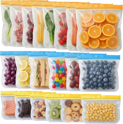 Reusable Freezer Bags, Leakproof Reusable Silicone Food Storage Bags BPA Free Contaizers, Snack Sandwich Gallon Bags for Meal Prep, Marinate Meat, Salad Fruit, Veggies, Lunch, Travel, Kitchen