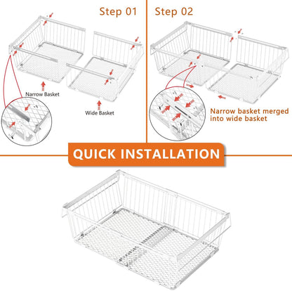 Large Freezer Organizer Bins，Upgraded Bottom Leak-Proof net，Fit 10 to 20 Cu.Ft Deep Freezer，2Pack， Expandable Stackable Chest Freezer Organizer Bins , for Fridge, Deep Freezer, Cabinet（White）