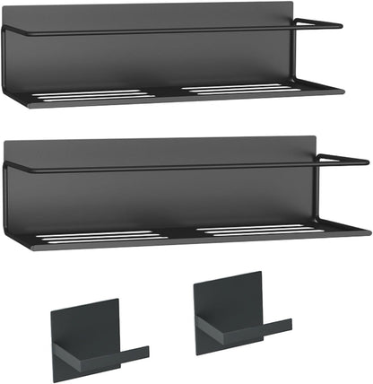 Magnetic Spice Rack For Refrigerator, Magnetic Fridge Shelf For Kitchen, Magnetic Shelf For Fridge Space Saving Black With Magnetic Paper Towel Holder