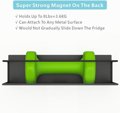 Magnetic Spice Rack For Refrigerator, Magnetic Fridge Shelf For Kitchen, Magnetic Shelf For Fridge Space Saving Black With Magnetic Paper Towel Holder