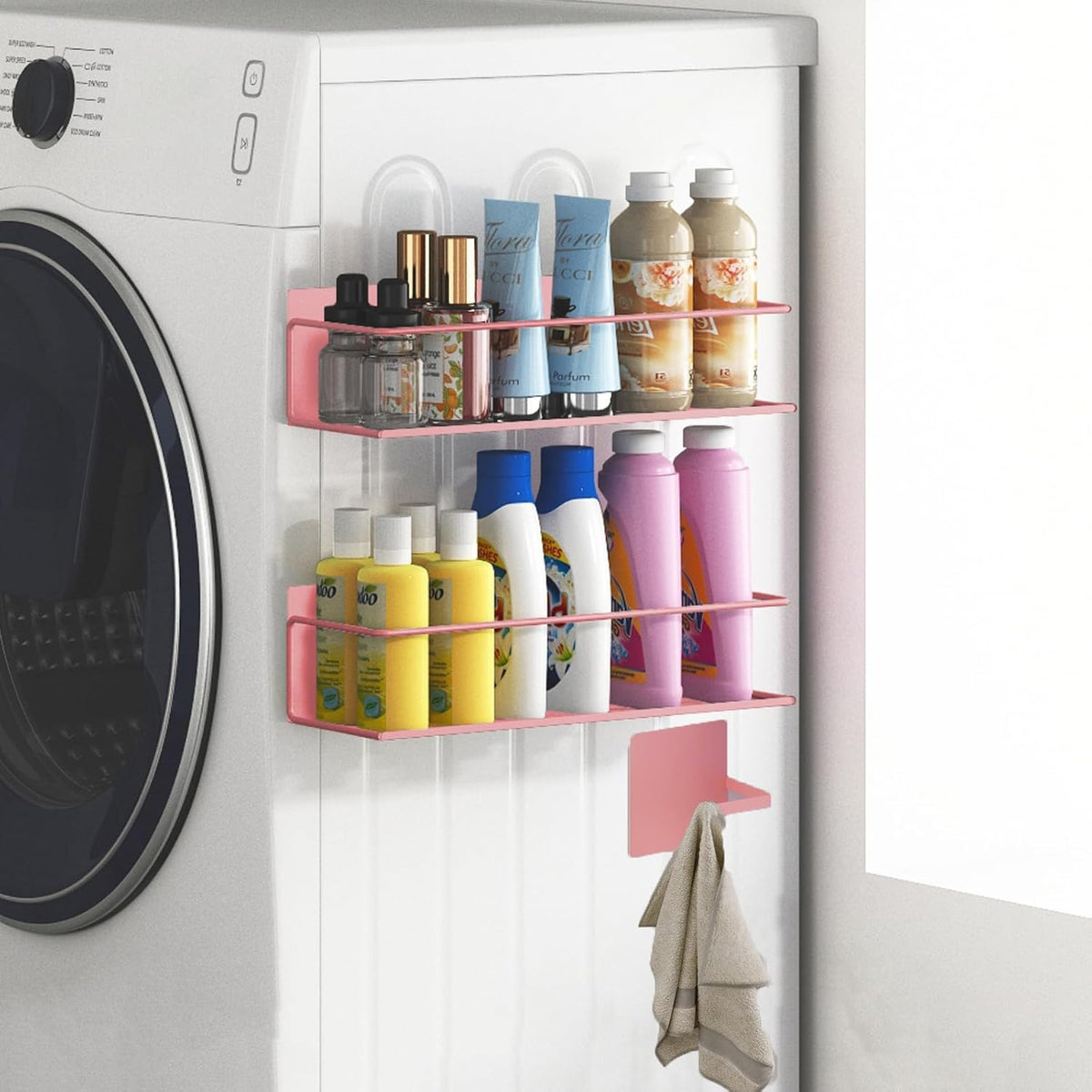 Magnetic Spice Rack For Refrigerator, Magnetic Fridge Shelf For Kitchen, Magnetic Shelf For Fridge Space Saving Black With Magnetic Paper Towel Holder