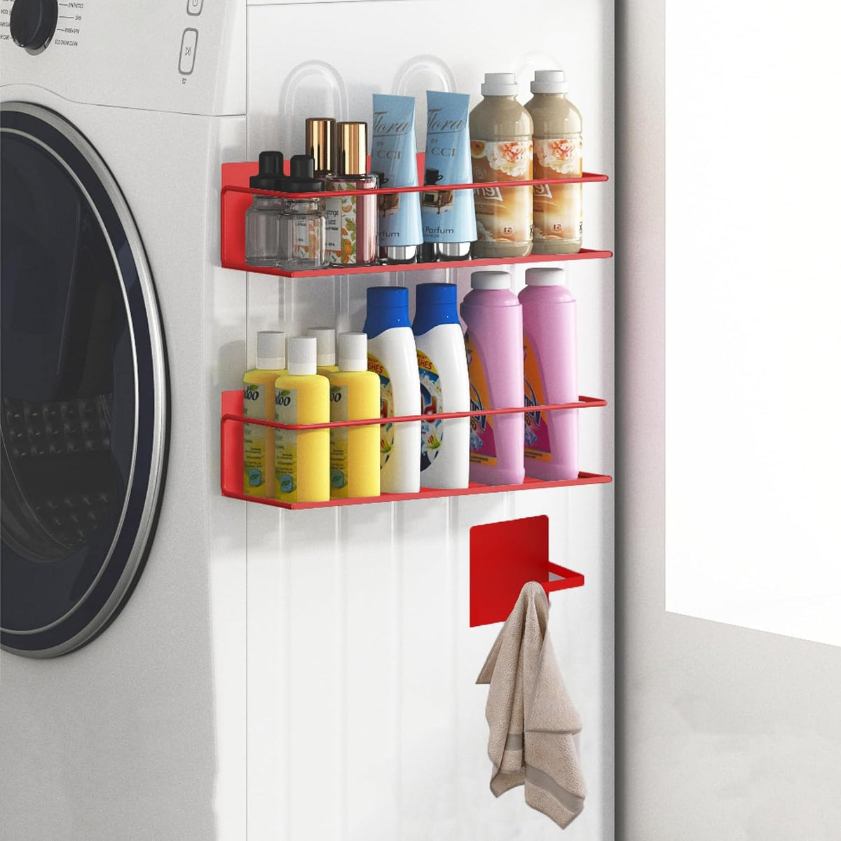 Magnetic Spice Rack For Refrigerator, Magnetic Fridge Shelf For Kitchen, Magnetic Shelf For Fridge Space Saving Black With Magnetic Paper Towel Holder