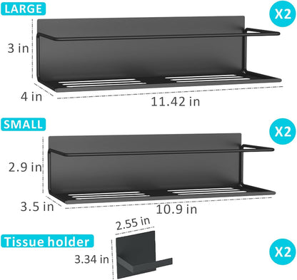 Magnetic Spice Rack For Refrigerator, Magnetic Fridge Shelf For Kitchen, Magnetic Shelf For Fridge Space Saving Black With Magnetic Paper Towel Holder