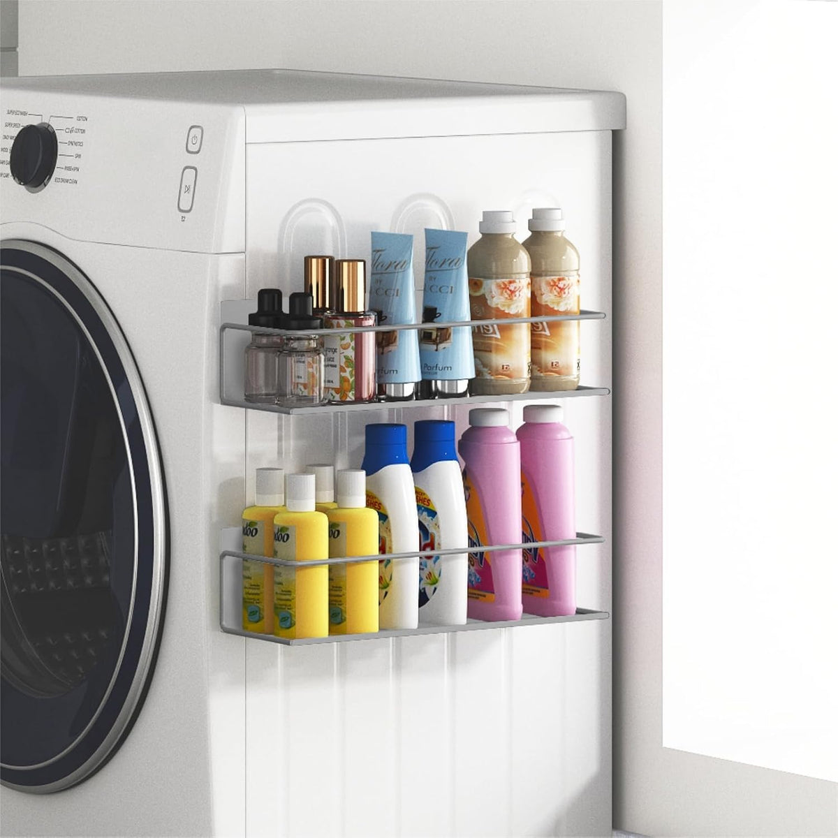 Magnetic Spice Rack For Refrigerator, Magnetic Fridge Shelf For Kitchen, Magnetic Shelf For Fridge Space Saving Black With Magnetic Paper Towel Holder