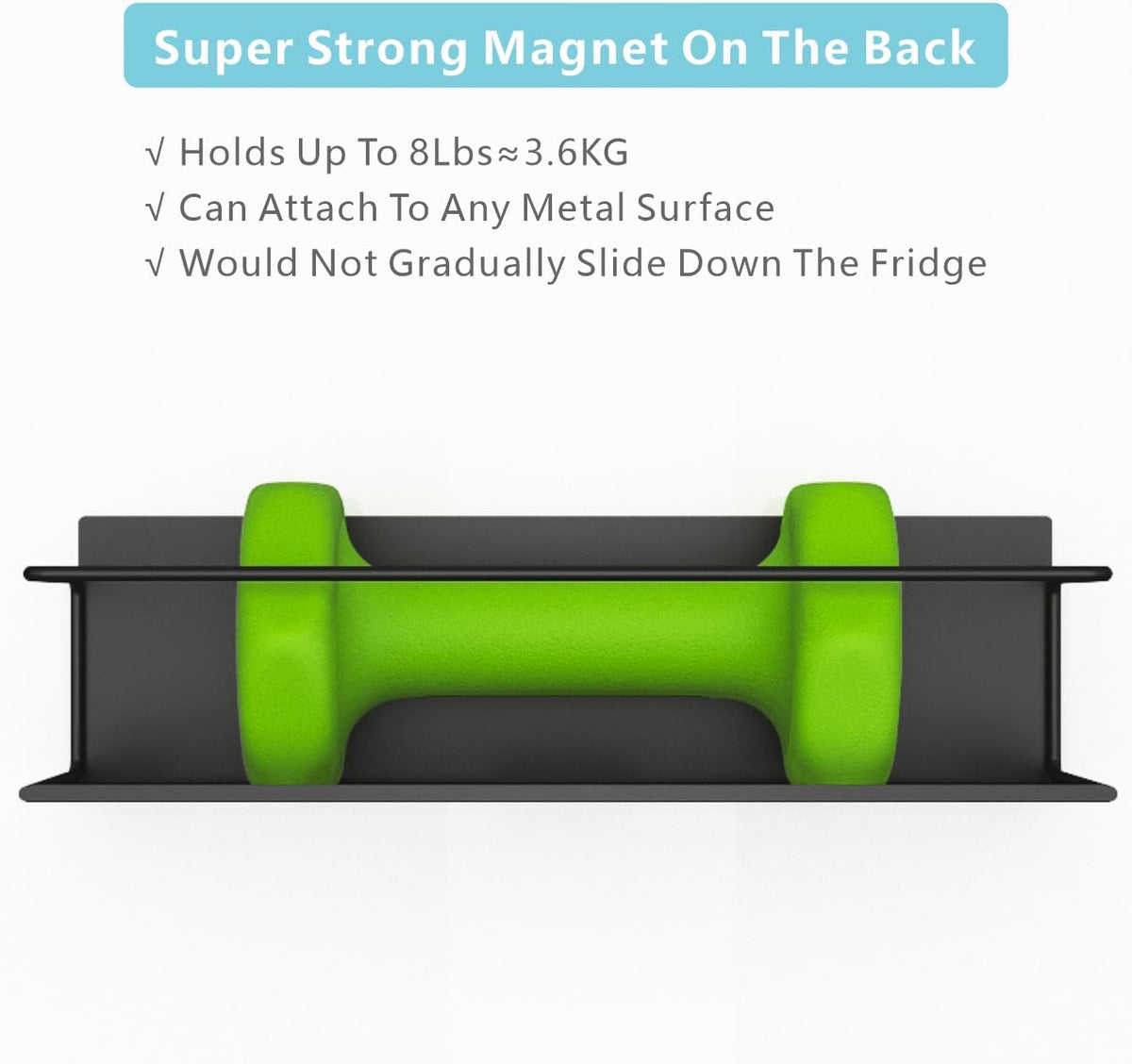 Magnetic Spice Rack For Refrigerator, Magnetic Fridge Shelf For Kitchen, Magnetic Shelf For Fridge Space Saving Black With Magnetic Paper Towel Holder