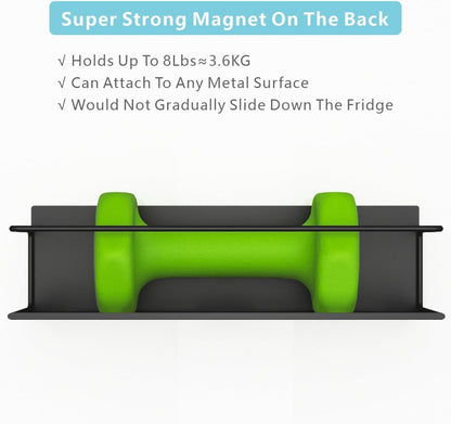 Magnetic Spice Rack For Refrigerator, Magnetic Fridge Shelf For Kitchen, Magnetic Shelf For Fridge Space Saving Black With Magnetic Paper Towel Holder