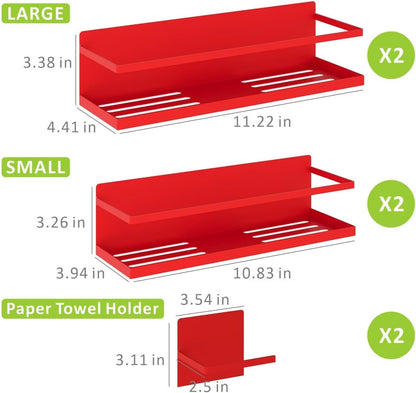 Magnetic Spice Rack For Refrigerator, Magnetic Fridge Shelf For Kitchen, Magnetic Shelf For Fridge Space Saving Black With Magnetic Paper Towel Holder
