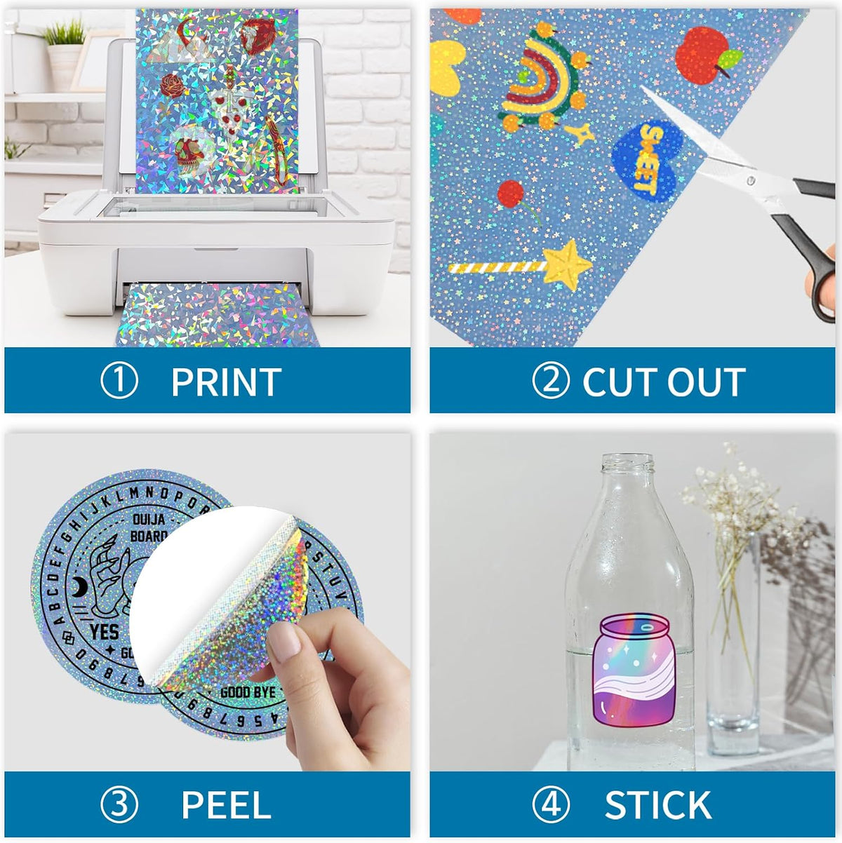 Printable Transparent Sticker Paper, Laser & Inkjet Printable 8.5 x 11 Inches Dries Quickly Stickers Clear Label 22 pcs