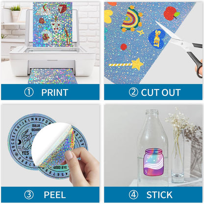 Printable Transparent Sticker Paper, Laser & Inkjet Printable 8.5 x 11 Inches Dries Quickly Stickers Clear Label 22 pcs
