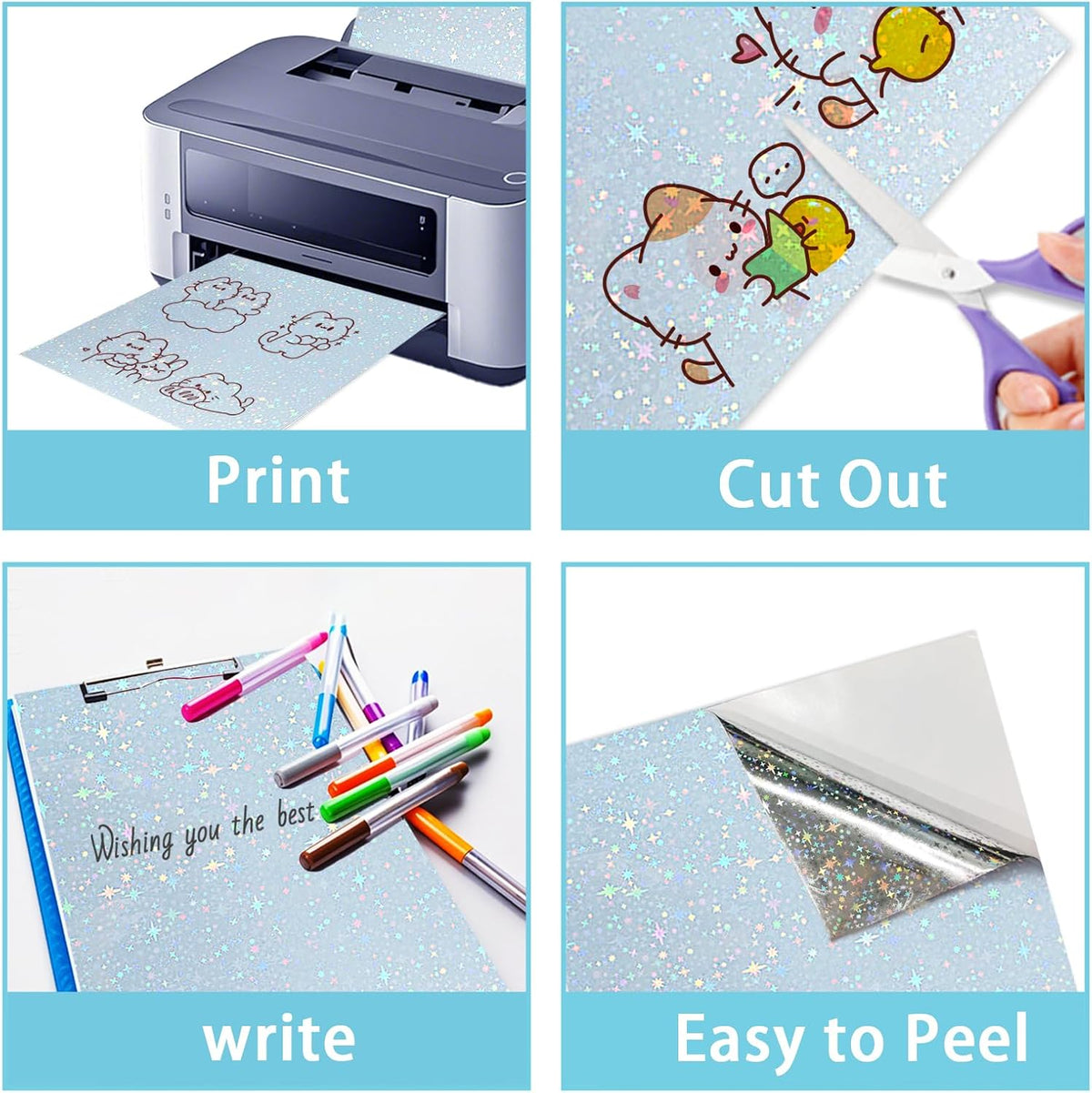 Printable Transparent Sticker Paper, Laser & Inkjet Printable 8.5 x 11 Inches Dries Quickly Stickers Clear Label 22 pcs
