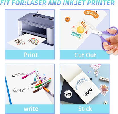Printable Transparent Sticker Paper, Laser & Inkjet Printable 8.5 x 11 Inches Dries Quickly Stickers Clear Label 22 pcs