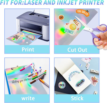 Printable Transparent Sticker Paper, Laser & Inkjet Printable 8.5 x 11 Inches Dries Quickly Stickers Clear Label 22 pcs