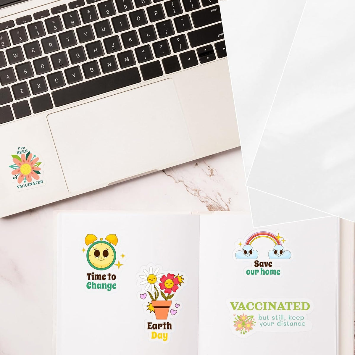 Printable Transparent Sticker Paper, Laser & Inkjet Printable 8.5 x 11 Inches Dries Quickly Stickers Clear Label 22 pcs