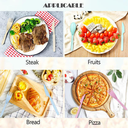 Reusable Travel Utensils Set with Case, Wheat Straw Portable Knife Fork Spoons Cutlery, Eco-Friendly BPA Free Plastic Tableware for Kids Adults Travel Picnic Camping Utensils