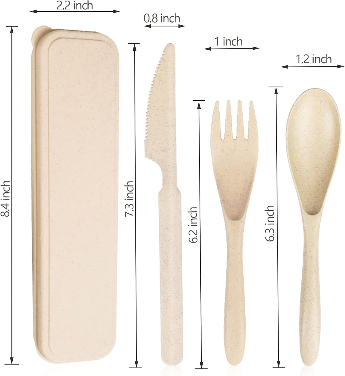 Reusable Travel Utensils Set with Case, Wheat Straw Portable Knife Fork Spoons Cutlery, Eco-Friendly BPA Free Plastic Tableware for Kids Adults Travel Picnic Camping Utensils