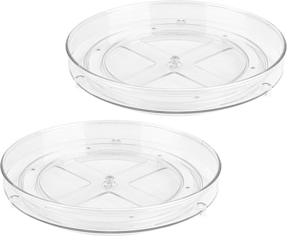Lazy Susan Organizer for Cabinet, 9 Inch Clear Acrylic Turntable – Rotating Spice Rack, Pantry, Fridge & Countertop Organizer, Smooth Spinning, Space-Saving Kitchen Storage
