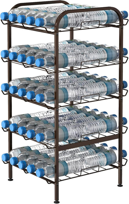 Water Bottle Organizer 7 Tier Free Standing Vertical Metal Water Bottle Rack Shelf Adjustable Water Bottle Beverage Drink Stand Holder for Kitchen Pantry Food Storage, Bronze