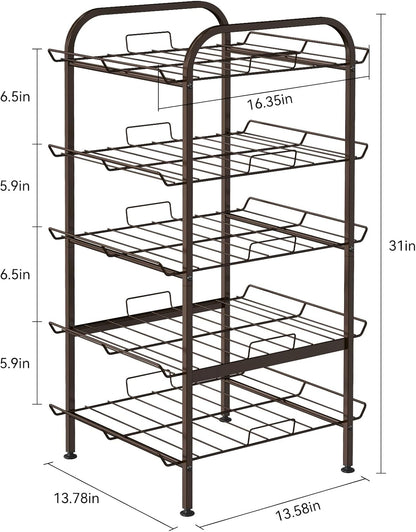 Water Bottle Organizer 7 Tier Free Standing Vertical Metal Water Bottle Rack Shelf Adjustable Water Bottle Beverage Drink Stand Holder for Kitchen Pantry Food Storage, Bronze
