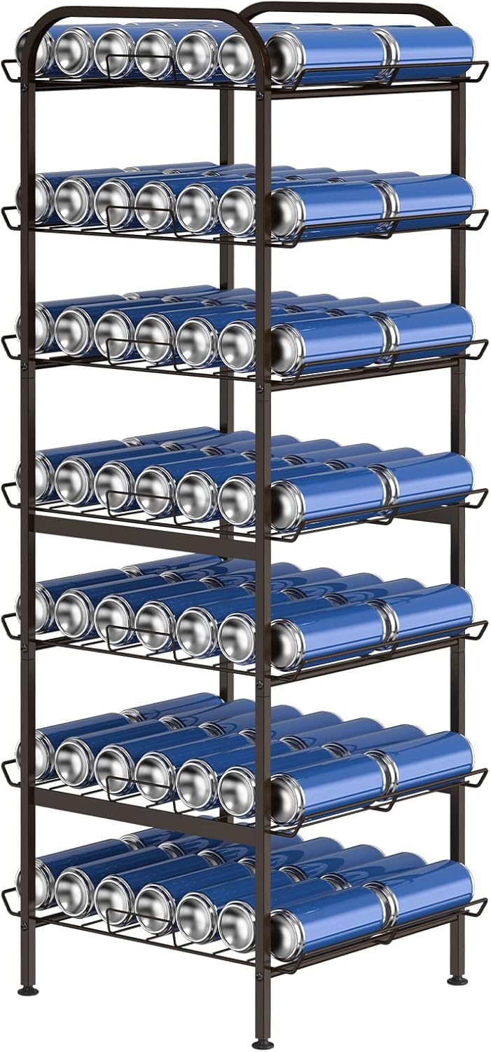 Water Bottle Organizer 7 Tier Free Standing Vertical Metal Water Bottle Rack Shelf Adjustable Water Bottle Beverage Drink Stand Holder for Kitchen Pantry Food Storage, Bronze