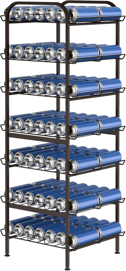 Water Bottle Organizer 7 Tier Free Standing Vertical Metal Water Bottle Rack Shelf Adjustable Water Bottle Beverage Drink Stand Holder for Kitchen Pantry Food Storage, Bronze