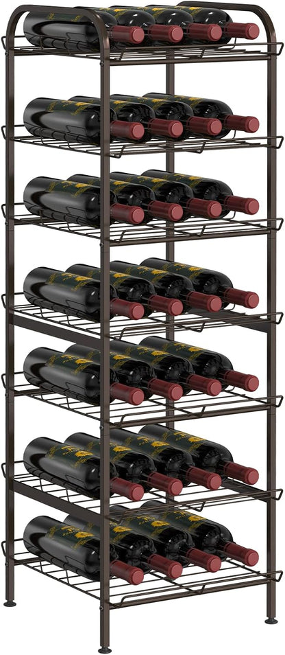 Water Bottle Organizer 7 Tier Free Standing Vertical Metal Water Bottle Rack Shelf Adjustable Water Bottle Beverage Drink Stand Holder for Kitchen Pantry Food Storage, Bronze