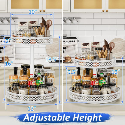 13 inch Lazy Susan Turntable - Metal Spice Organizer for Cabinet Table Top | 360° Smooth Rotating Tray Black Lazy Susan with Rim for Dining Table, Pantry, Countertop, Kitchen, Bathroom Vanity Storage