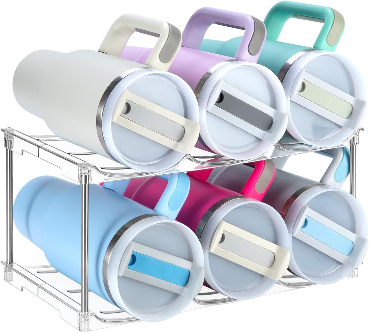 Water Bottle Organizer for Stanley 40 oz Tumbler, Stackable Tumbler Storage, Water Bottle Organizer for Cabinet, Pantry Kitchen Storage & Organization for Stanley Cup - Hold 9 Bottles
