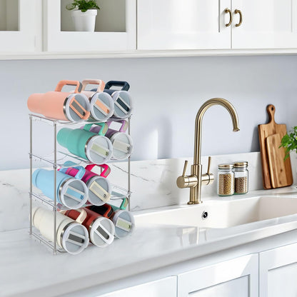 Water Bottle Organizer for Stanley 40 oz Tumbler, Stackable Tumbler Storage, Water Bottle Organizer for Cabinet, Pantry Kitchen Storage & Organization for Stanley Cup - Hold 9 Bottles