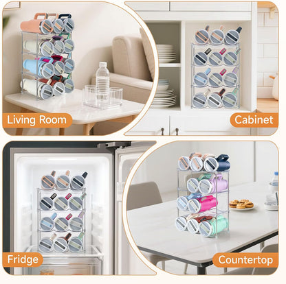 Water Bottle Organizer for Stanley 40 oz Tumbler, Stackable Tumbler Storage, Water Bottle Organizer for Cabinet, Pantry Kitchen Storage & Organization for Stanley Cup - Hold 9 Bottles