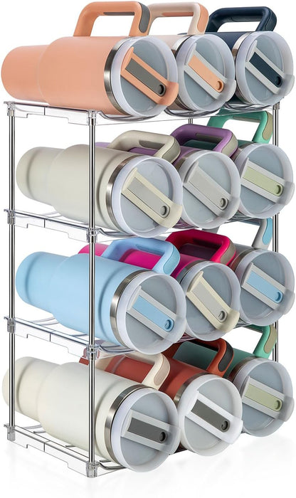 Water Bottle Organizer for Stanley 40 oz Tumbler, Stackable Tumbler Storage, Water Bottle Organizer for Cabinet, Pantry Kitchen Storage & Organization for Stanley Cup - Hold 9 Bottles