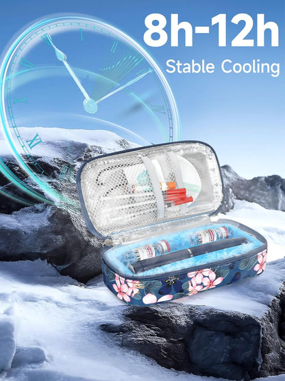 Insulin & peptide Cooler Travel Case for Pen & Vials, Temperature Display Diabetic Med Cooling Bag with Protective Ice Brick, TSA Approved Refrigerated Diabetes Supplies Carrying Organizer