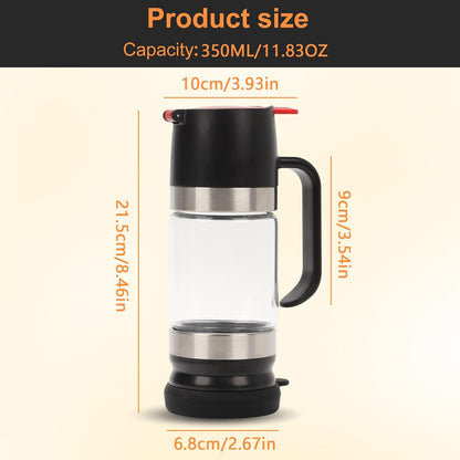 Honey Dispenser, Glass Honey Dispenser No Drip, Honeys Pot with Stand, Refillable Honeys Container, No Drip Glass Syrup Container for Syrup, Agave, Salad Dressing, Breakfast Use (Black, 12Oz)
