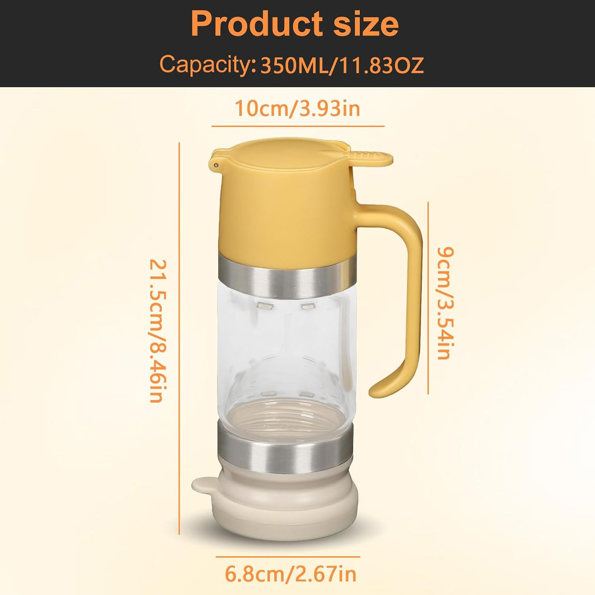 Honey Dispenser, Glass Honey Dispenser No Drip, Honeys Pot with Stand, Refillable Honeys Container, No Drip Glass Syrup Container for Syrup, Agave, Salad Dressing, Breakfast Use (Black, 12Oz)