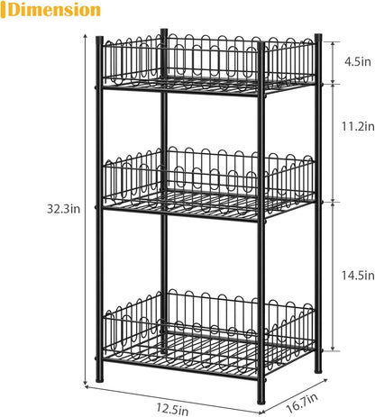 Water Bottle Holder Rack 3 Tier Soda Drink Organizer Vertical Metal Food Storage Shelf for Kitchen Countertop Pantry, Can Storage Organizer for Pantry