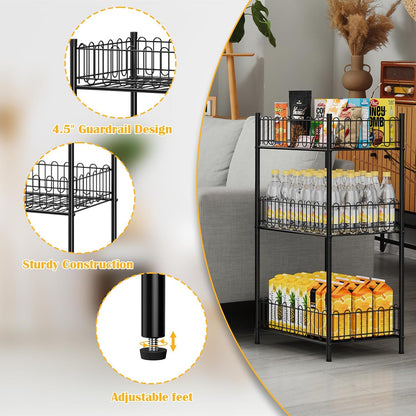 Water Bottle Holder Rack 3 Tier Soda Drink Organizer Vertical Metal Food Storage Shelf for Kitchen Countertop Pantry, Can Storage Organizer for Pantry