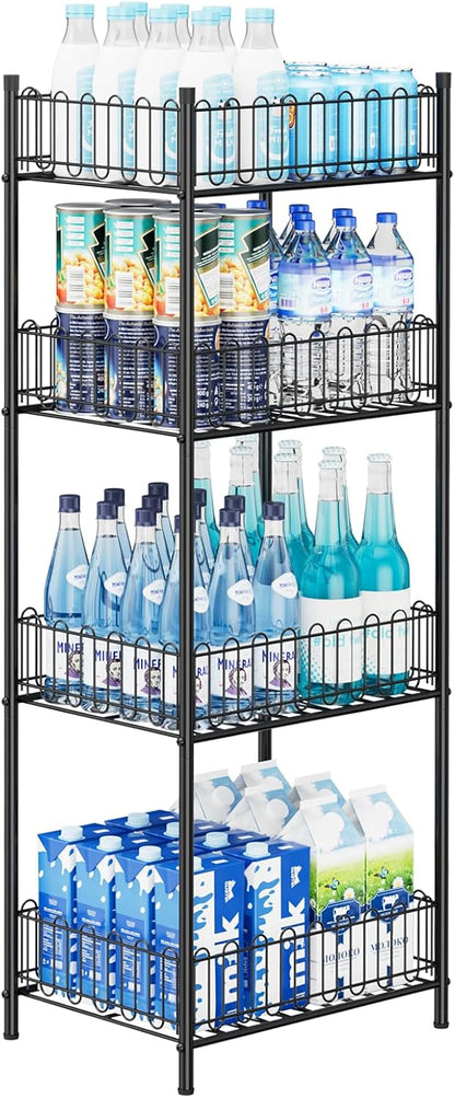 Water Bottle Holder Rack 3 Tier Soda Drink Organizer Vertical Metal Food Storage Shelf for Kitchen Countertop Pantry, Can Storage Organizer for Pantry