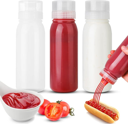 Porous Condiment Squeeze Bottles, Salad Dressing Container, Squeeze Bottles for Sauces, Botellas Exprimibles de Condimentos 3-Pack 13 oz (380ml), Syrup Dispenser Great for Ketchup, Salad, BBQ Sauce