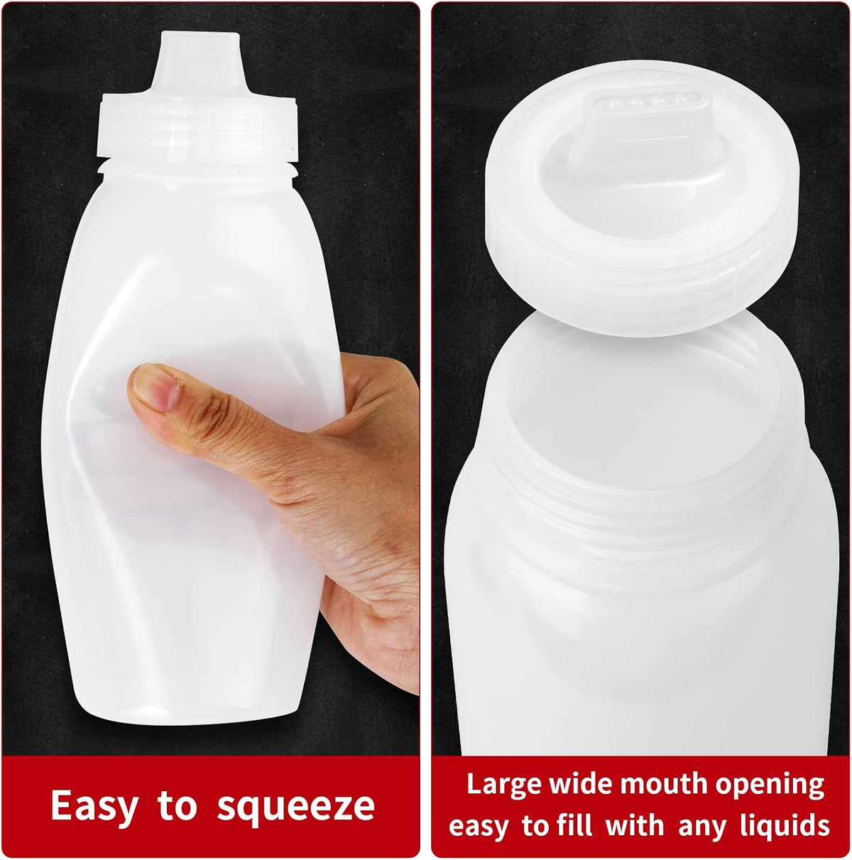 Porous Condiment Squeeze Bottles, Salad Dressing Container, Squeeze Bottles for Sauces, Botellas Exprimibles de Condimentos 3-Pack 13 oz (380ml), Syrup Dispenser Great for Ketchup, Salad, BBQ Sauce