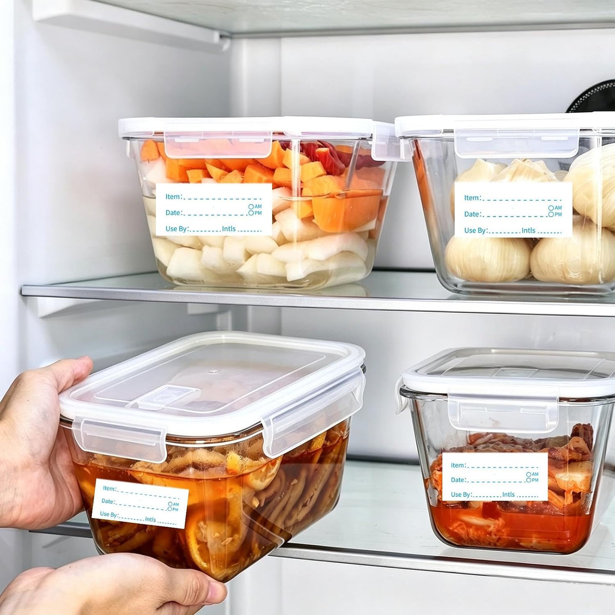 500 Pieces Removable Food Labels, 1 x 2 Inch Date Stickers for Freezer, Refrigerator Food Containers, Glass, Metal, Plastic Containers - Easy to Write(Red)