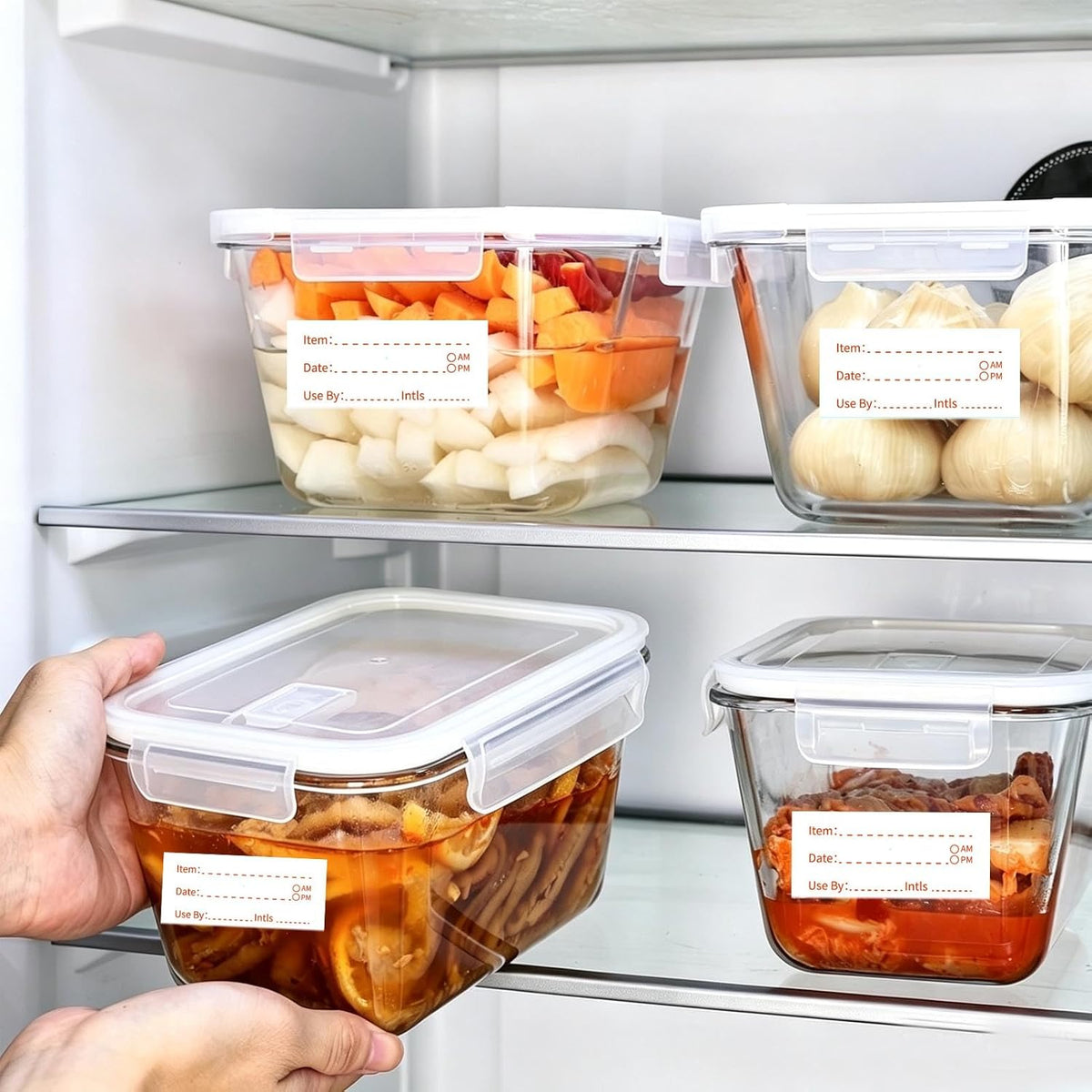 500 Pieces Removable Food Labels, 1 x 2 Inch Date Stickers for Freezer, Refrigerator Food Containers, Glass, Metal, Plastic Containers - Easy to Write(Red)