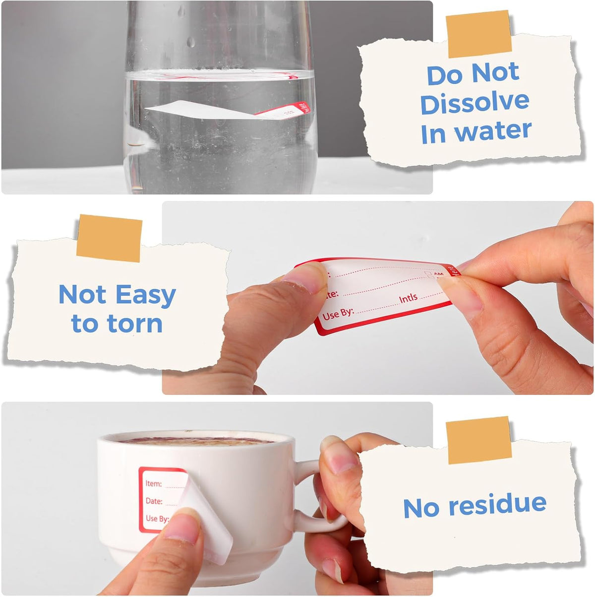 1200 Freezer Labels with Dispenser, 1" x 2", Removable, Red & Blue | Writable Food Labels, No Residue, Strong Adhesive, Water And Oil Resistant, For Containers And Freezer Bags