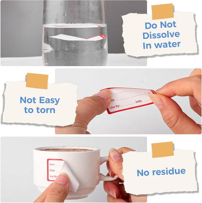 1200 Freezer Labels with Dispenser, 1" x 2", Removable, Red & Blue | Writable Food Labels, No Residue, Strong Adhesive, Water And Oil Resistant, For Containers And Freezer Bags