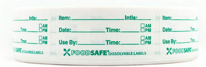 Food Labels Dissolvable - Leaves No Adhesive Residue Dissolves in Water in 30 Seconds Perfect for Reusable Containers - 500 Labels Per Roll