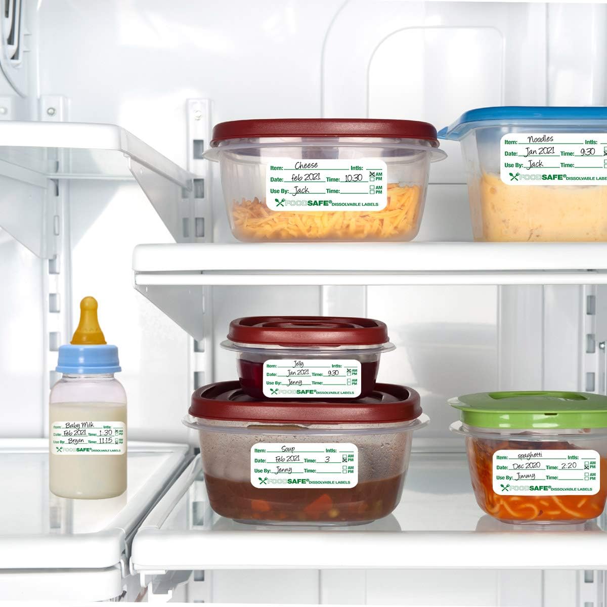 Food Labels Dissolvable - Leaves No Adhesive Residue Dissolves in Water in 30 Seconds Perfect for Reusable Containers - 500 Labels Per Roll