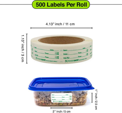 Food Labels Dissolvable - Leaves No Adhesive Residue Dissolves in Water in 30 Seconds Perfect for Reusable Containers - 500 Labels Per Roll