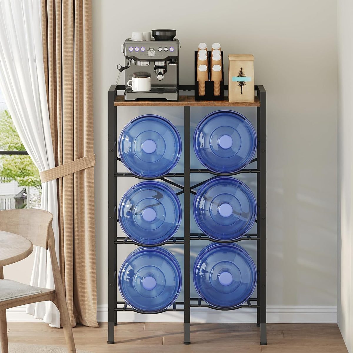 5 Gallon Water Jug Holder for 6 Bottles, 3-Tier Water Jug Stand