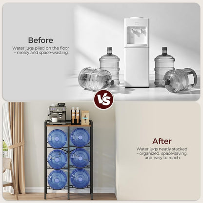 5 Gallon Water Jug Holder for 6 Bottles, 3-Tier Water Jug Stand